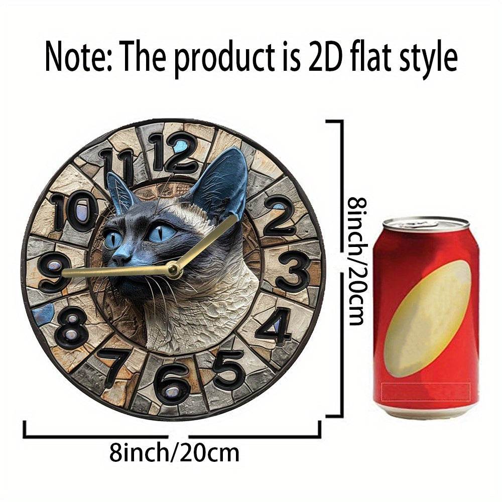 Siamese Cat Wall Clock Silent Stylish Decor Piece - Montero Milan