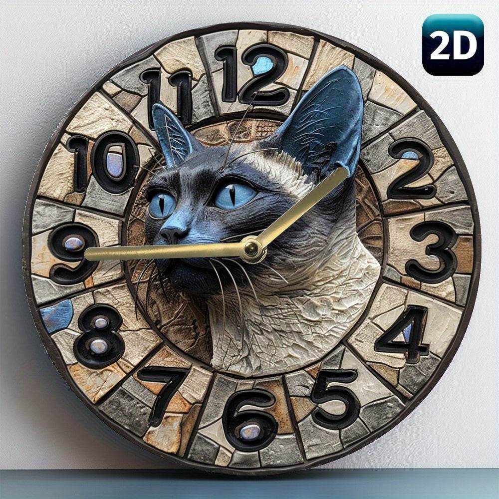 Siamese Cat Wall Clock Silent Stylish Decor Piece - Montero Milan