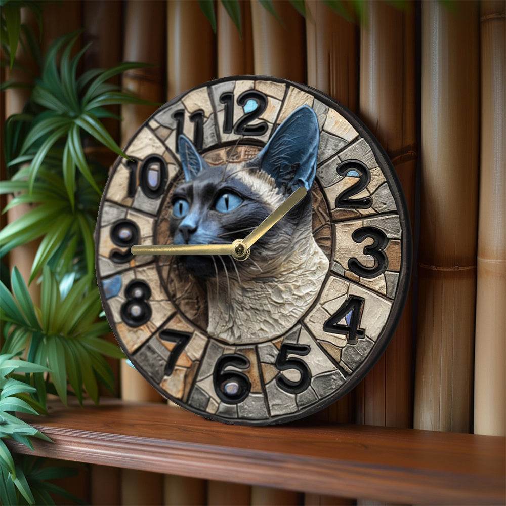 Siamese Cat Wall Clock Silent Stylish Decor Piece - Montero Milan
