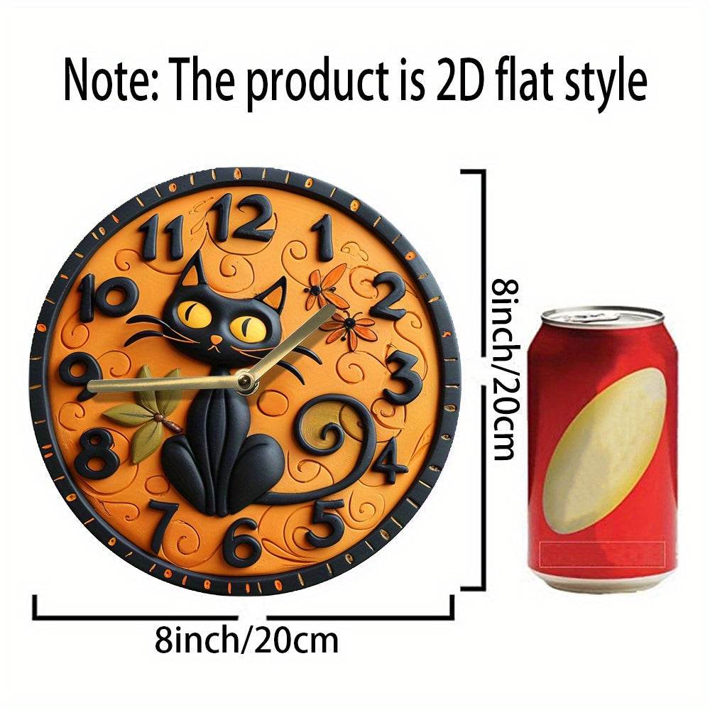 Black Cat Wall Clock Halloween Decor - Montero Milan