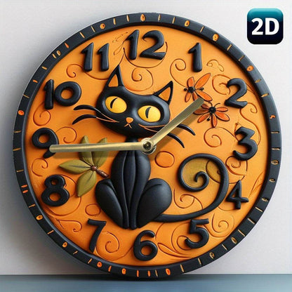 Black Cat Wall Clock Halloween Decor - Montero Milan
