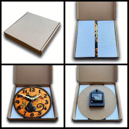 Black Cat Wall Clock Halloween Decor - Montero Milan