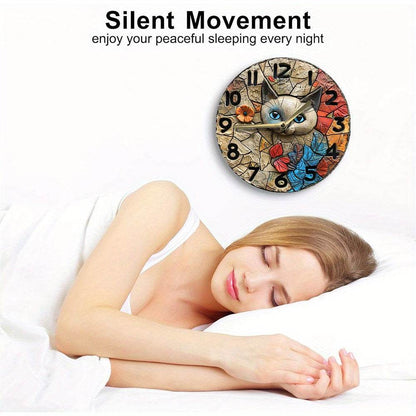 Siamese Cat Wall Clock Silent Quartz Decor Gift - Montero Milan