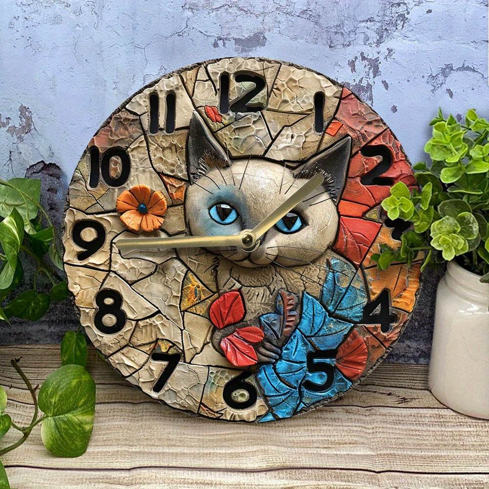 Siamese Cat Wall Clock Silent Quartz Decor Gift - Montero Milan