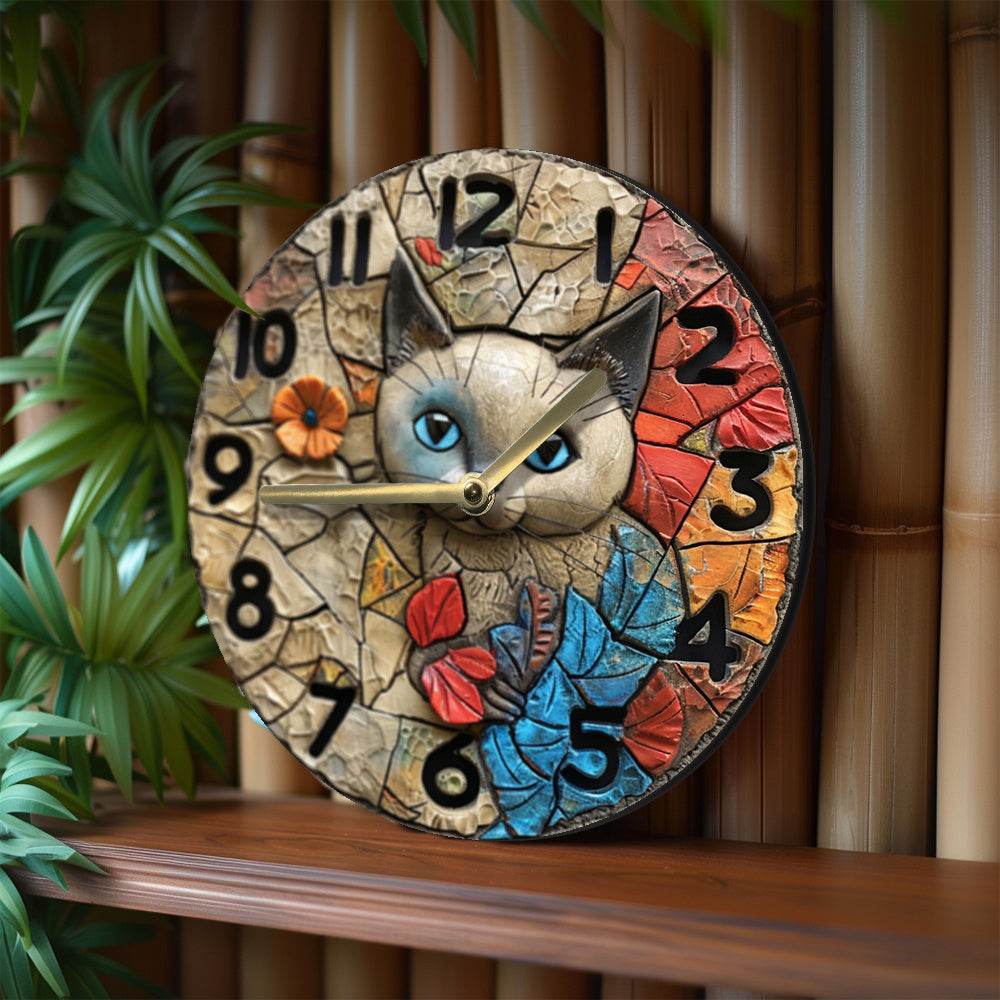 Siamese Cat Wall Clock Silent Quartz Decor Gift - Montero Milan