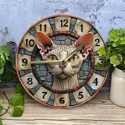 Sphynx Cat Quartz Wall Clock Stylish Decor - Montero Milan