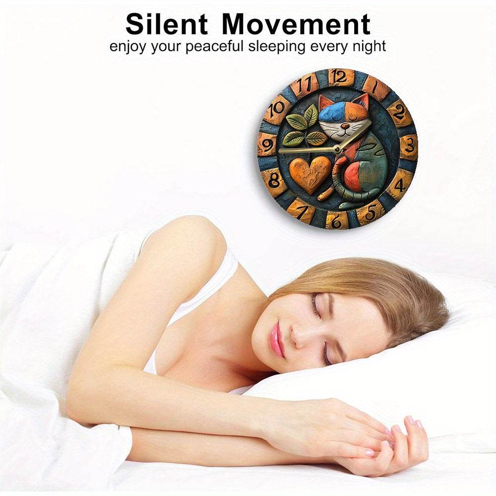Napping Cat Silent Wall Clock - Montero Milan