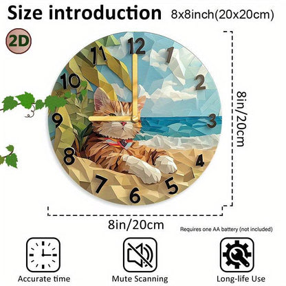 Geometric Cat Silent Wall Clock - Montero Milan