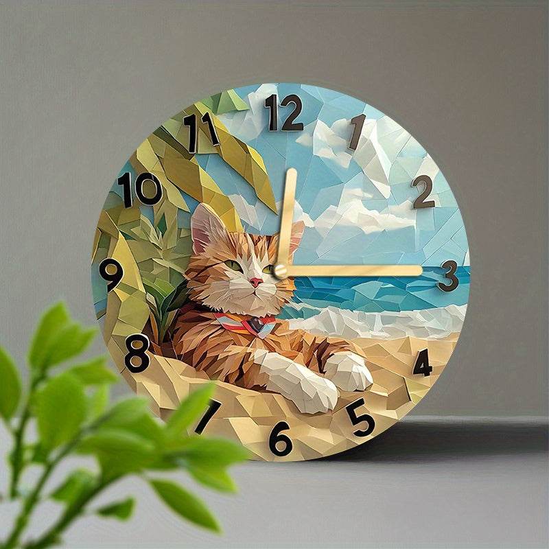 Geometric Cat Silent Wall Clock - Montero Milan