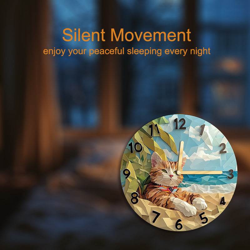 Geometric Cat Silent Wall Clock - Montero Milan
