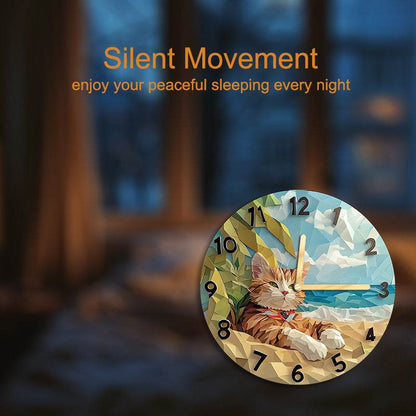 Geometric Cat Silent Wall Clock - Montero Milan