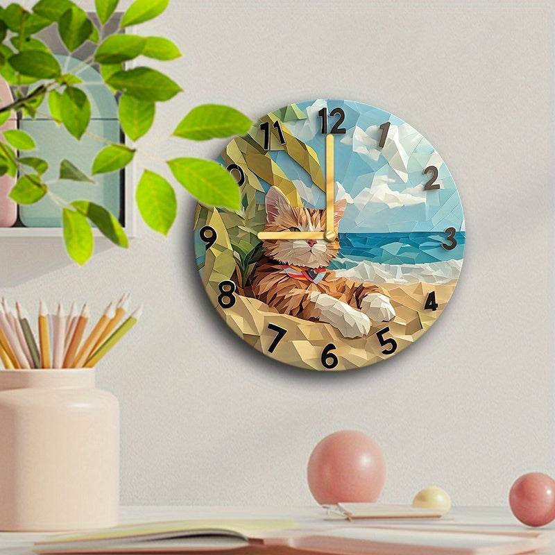 Geometric Cat Silent Wall Clock - Montero Milan