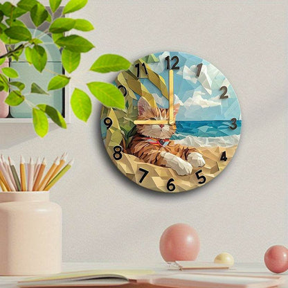 Geometric Cat Silent Wall Clock - Montero Milan