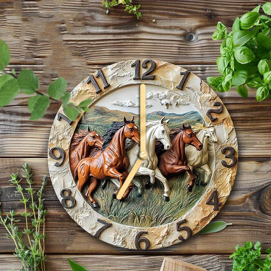 Silent Wood Fiber Wall Clock with Horse Design - Montero Milan