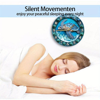 Sea Turtle Aluminum Wall Clock Silent Stylish - Montero Milan