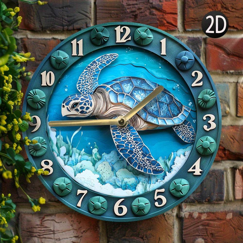 Sea Turtle Aluminum Wall Clock Silent Stylish - Montero Milan
