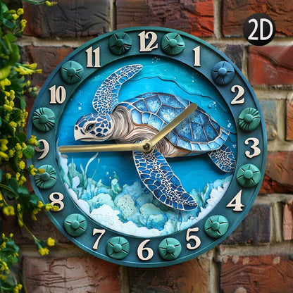 Sea Turtle Aluminum Wall Clock Silent Stylish - Montero Milan