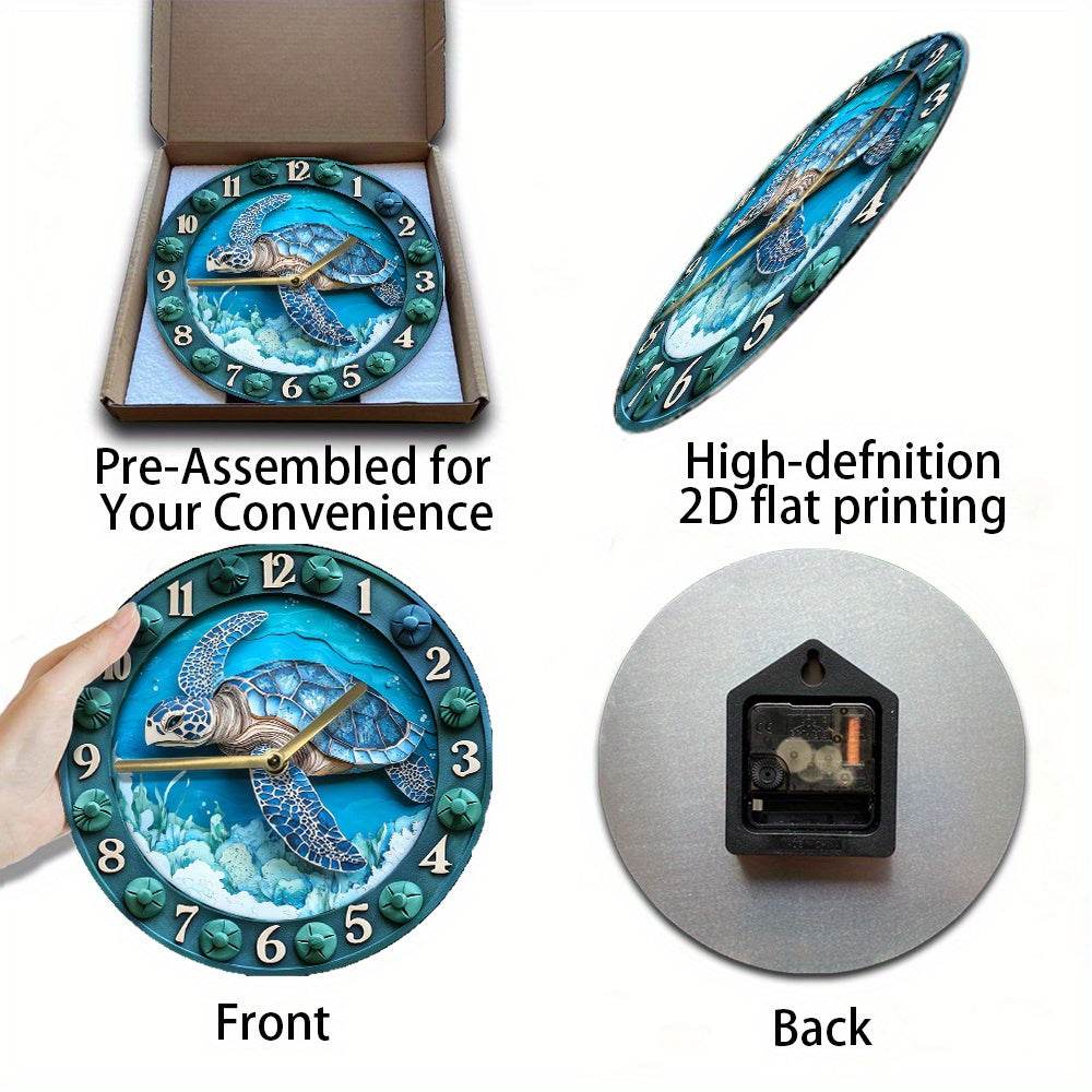 Sea Turtle Aluminum Wall Clock Silent Stylish - Montero Milan