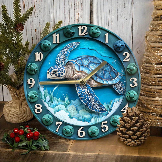 Sea Turtle Aluminum Wall Clock Silent Stylish - Montero Milan
