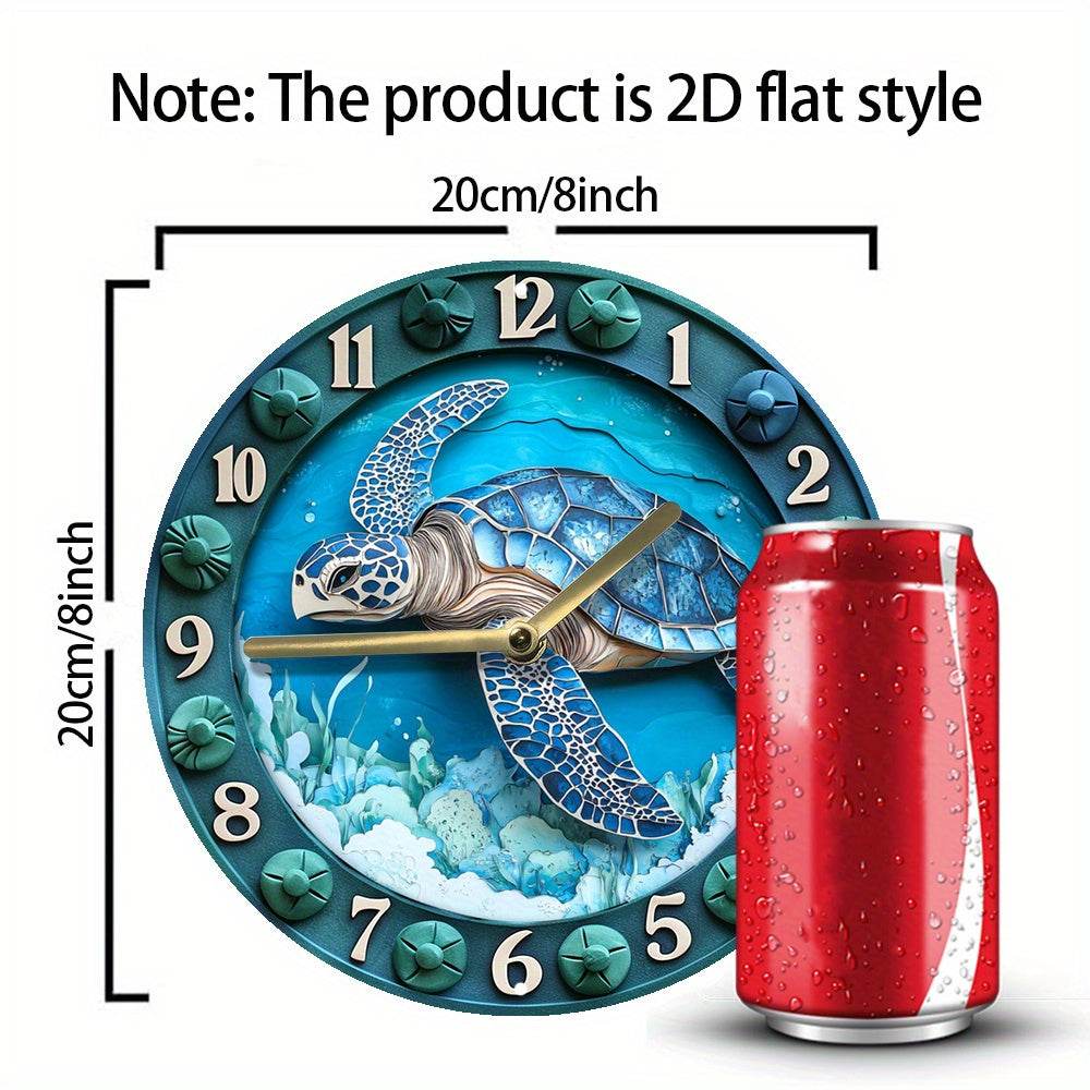 Sea Turtle Aluminum Wall Clock Silent Stylish - Montero Milan