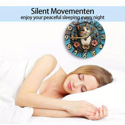 Elegant Silent Wall Clock with Cat Butterfly Design - Montero Milan