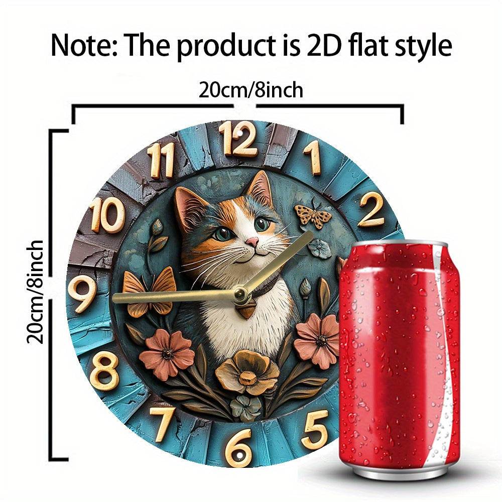 Elegant Silent Wall Clock with Cat Butterfly Design - Montero Milan