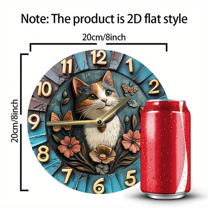 Elegant Silent Wall Clock with Cat Butterfly Design - Montero Milan