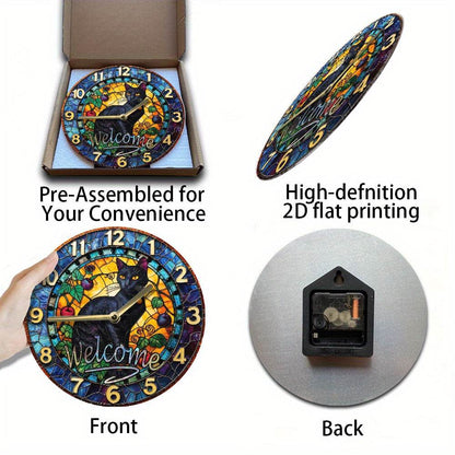 Charming Black Cat Silent Metal Wall Clock - Montero Milan