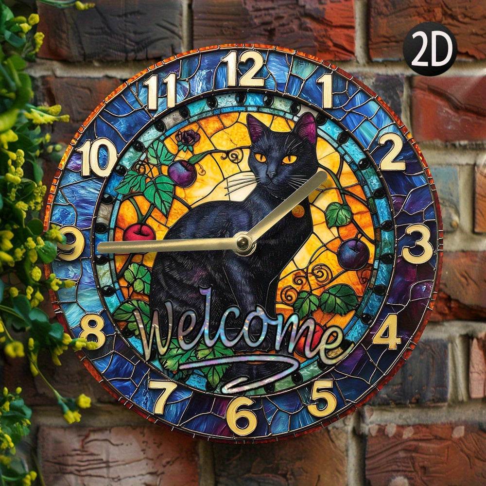 Charming Black Cat Silent Metal Wall Clock - Montero Milan