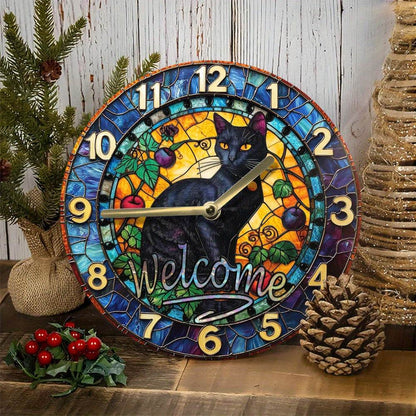 Charming Black Cat Silent Metal Wall Clock - Montero Milan