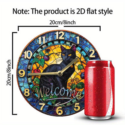 Charming Black Cat Silent Metal Wall Clock - Montero Milan