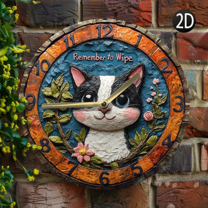 Silent Holstein Cat Wall Clock NonTicking Decor - Montero Milan