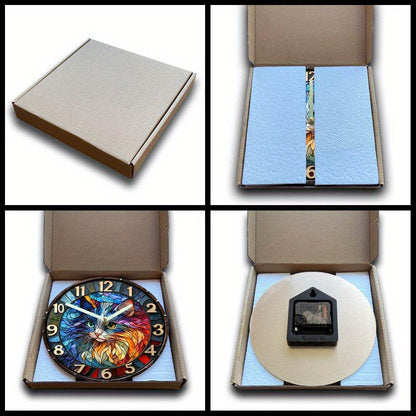 Silent Wall Clock Persian Cat Design Elegant Aluminum - Montero Milan