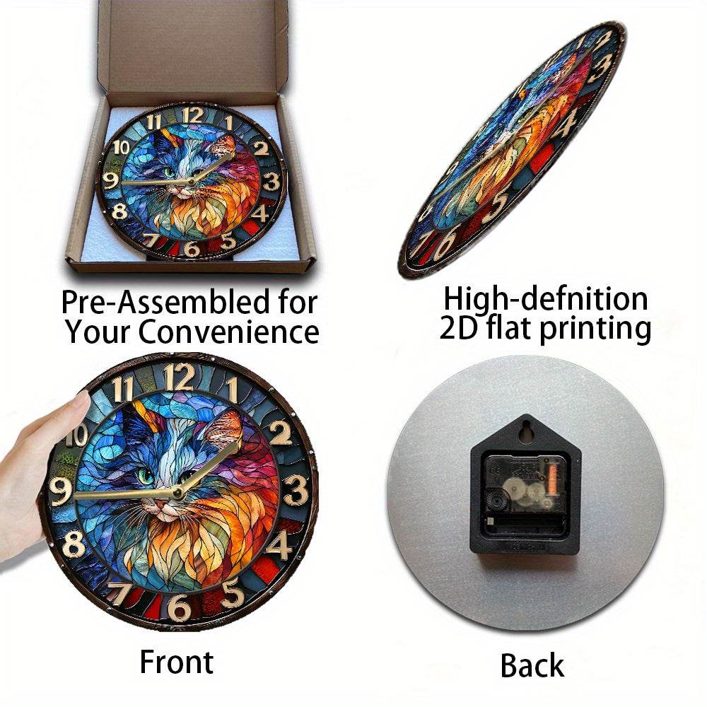 Silent Wall Clock Persian Cat Design Elegant Aluminum - Montero Milan