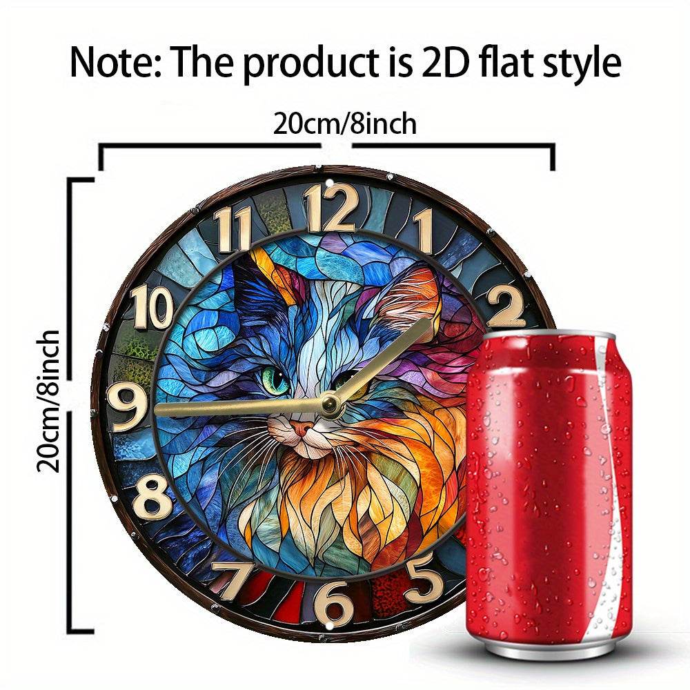 Silent Wall Clock Persian Cat Design Elegant Aluminum - Montero Milan