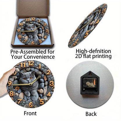 British Shorthair Cat Silent Wall Clock - Montero Milan