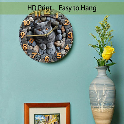 British Shorthair Cat Silent Wall Clock - Montero Milan