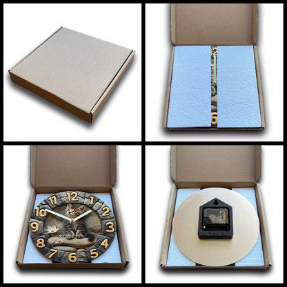 Silent Kitten Design Wall Clock Aluminum BatteryOperated No Ticking - Montero Milan
