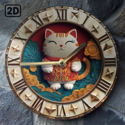 Lucky Cat Silent Wall Clock - Montero Milan