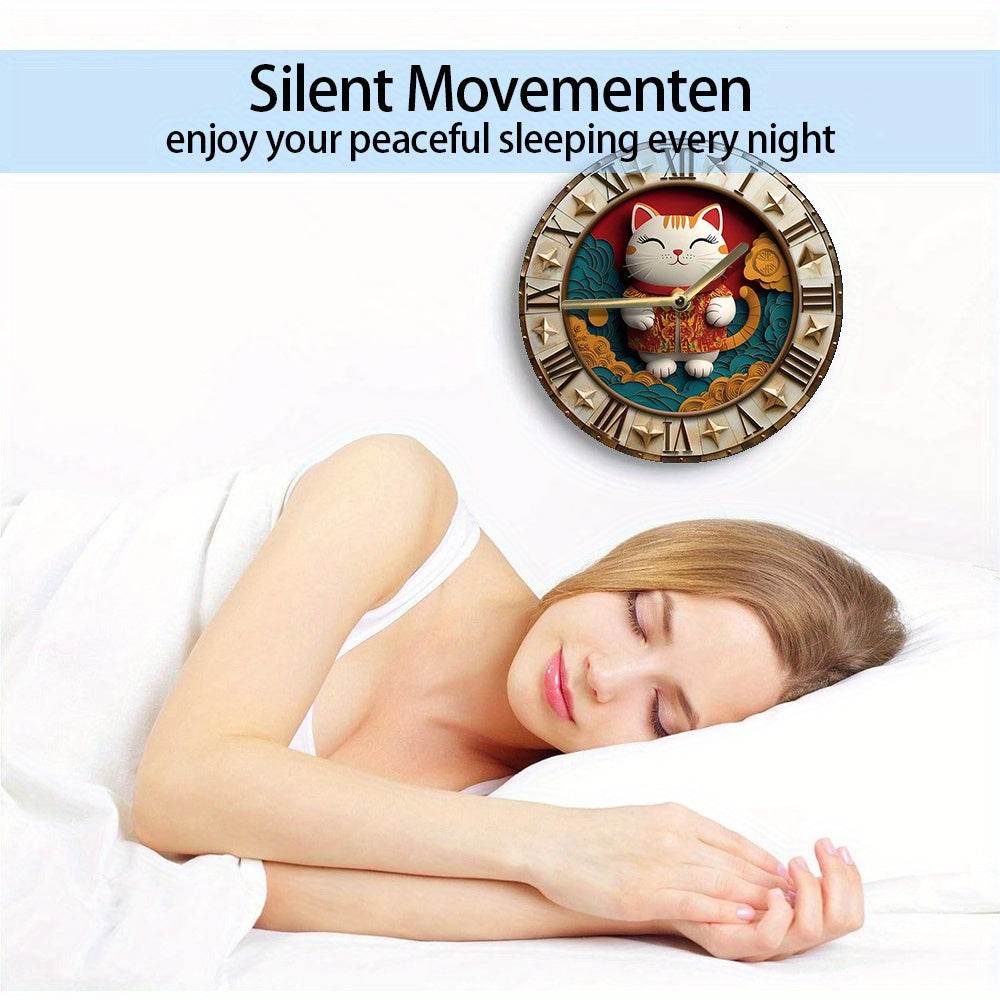 Lucky Cat Silent Wall Clock - Montero Milan