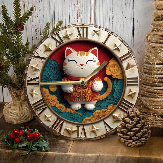 Lucky Cat Silent Wall Clock - Montero Milan