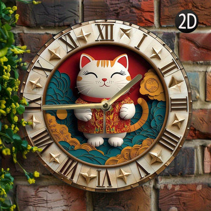 Lucky Cat Silent Wall Clock - Montero Milan