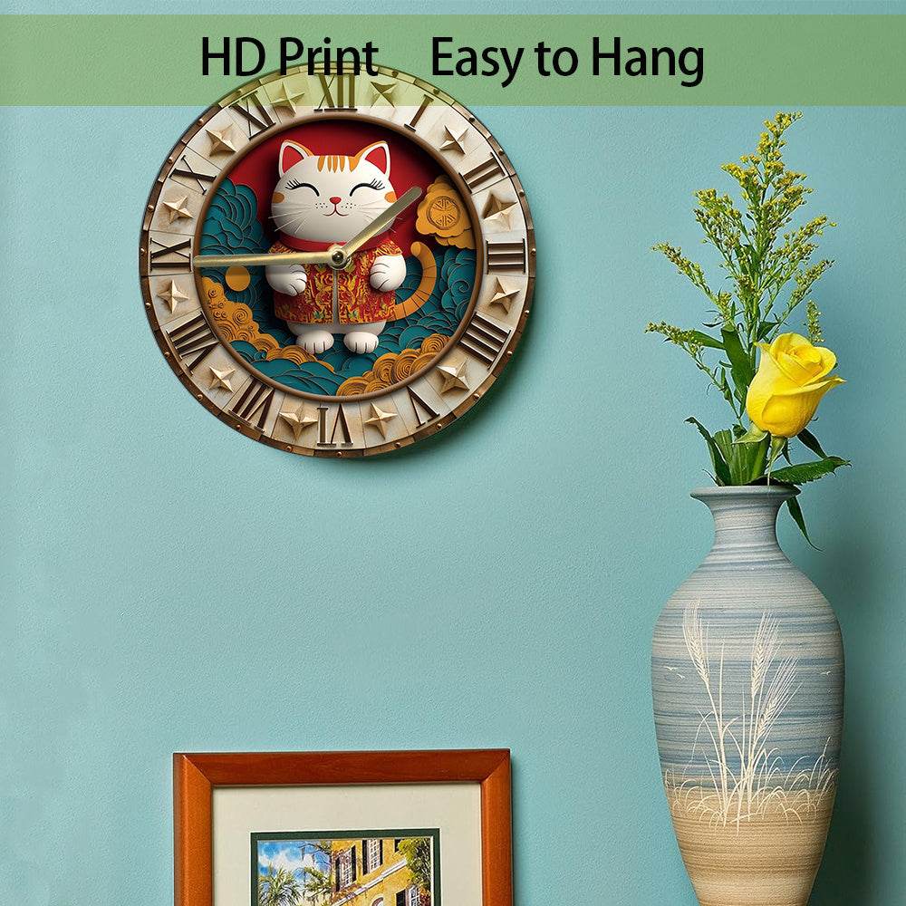 Lucky Cat Silent Wall Clock - Montero Milan