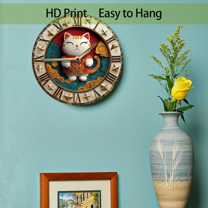 Lucky Cat Silent Wall Clock - Montero Milan