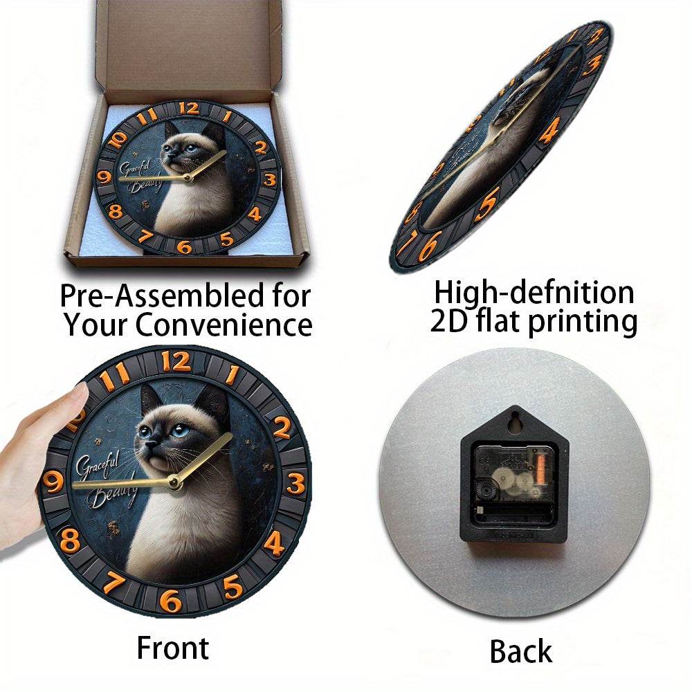 Siamese Cat Silent Wall Clock - Montero Milan