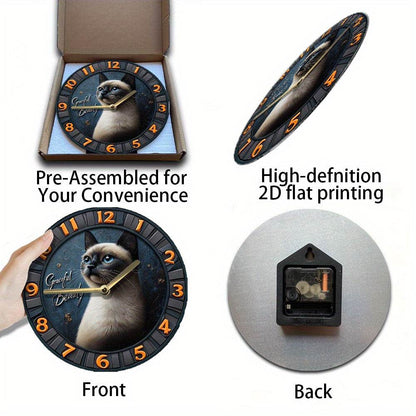 Siamese Cat Silent Wall Clock - Montero Milan