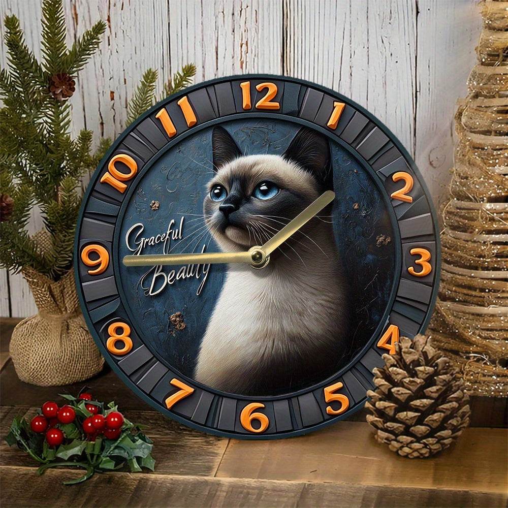 Siamese Cat Silent Wall Clock - Montero Milan