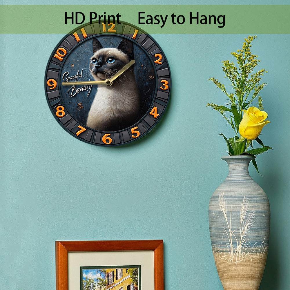 Siamese Cat Silent Wall Clock - Montero Milan