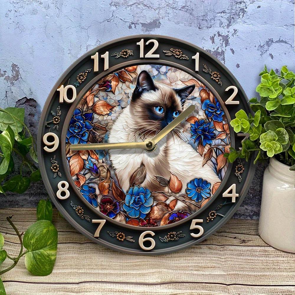 Silent Siamese Cat Wall Clock - Montero Milan