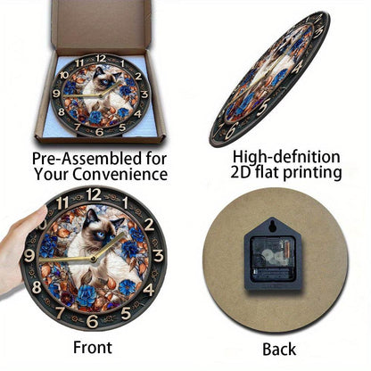 Silent Siamese Cat Wall Clock - Montero Milan